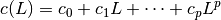 c(L) = c_0 + c_1 L + \dots + c_p L^p